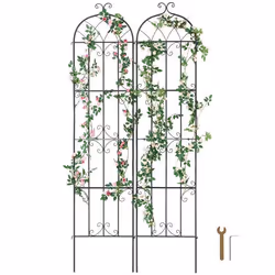 Treillis Jardin pour Plantes Grimpantes-VEVOR-51 x 220 cm-Treillis Fleurs de Jardin en Métal Antirouille-Extérieur-2 pcs