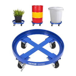 Porte-Fût-VEVOR-Chariot à Baril 250L 907 kg-4 Roulettes Pivotantes-Socle Rouleur Anti-basculement-Bleu
