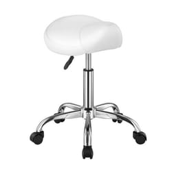 Tabouret de Selle à Roulettes-VEVOR-Capacité 204 kg-Hauteur Réglable-pour Salon Massage Tatouage Clinique-Blanc