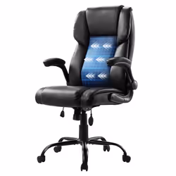 Chaise de Bureau-VEVOR-Accoudoirs Rabattables et Coussin Lombaire-Charge 13608 kg Fauteuil de Direction Ergonomique