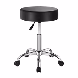 Tabouret à Roulettes-VEVOR-Rond-Capacité 204 kg-Hauteur Réglable 55-71 cm-pour Salon Spa Massage Tatouage Clinique-Noir