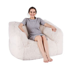 Pouf Poire pour Adultes-VEVOR-Fauteuil Pouf-avec Accoudoirs-avec Fermeture Éclaire-pour Chambre Salle de Jeux Salon-Beige