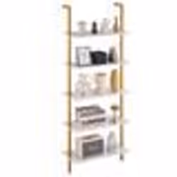 Étagère Industrielle Carrée en Forme de Tuyau-VEVOR-5 Niveaux-61 x 305 cm-Cuisine Chambre à Coucher Salle de Bain-Doré et Bla ...