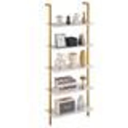 Étagère Industrielle Carrée en Forme de Tuyau-VEVOR-5 Niveaux-61 x 305 cm-Cuisine Chambre à Coucher Salle de Bain-Doré et Blanc