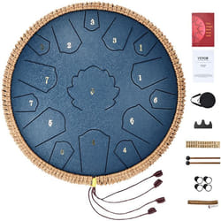 Tambour à Langue en Acier-VEVOR-356 mm-15 Notes-2 Maillets Sac de Transport-pour Éducation Musicale-Bleu Marine