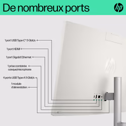 HP All-in-One 24-cr0081nf PC, AMD Ryzen™ 7, 16 Go, DDR4-SDRAM, 512 Go, SSD, Windows 11 Home