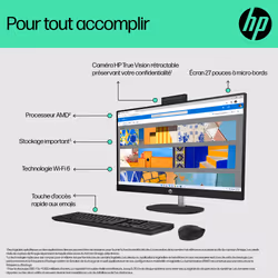 HP All-in-One 27-cr0061nf PC, AMD Ryzen™ 5, 16 Go, LPDDR5-SDRAM, 512 Go, SSD