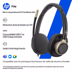 HP Poly Micro-casque filaire USB binaural Mission 825 - Vue supplémentaire 6