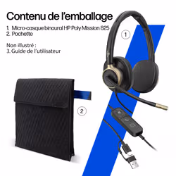 HP Poly Micro-casque filaire USB binaural Mission 825 - Vue supplémentaire 8