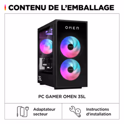 HP OMEN 35L Gaming GT16-0518nf AMD Ryzen™ 7 8700F 32 Go DDR5-SDRAM 1 To SSD NVIDIA GeForce RTX 5070 Windows 11 Home Tower PC AI PC Noir - Vue supplémentaire 3