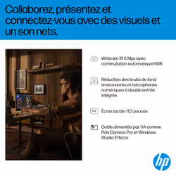 HP OmniBook 7 Next Gen AI 17-dc0005nf Copilot+ PC Intel Core Ultra 5 226V PC portable 17.3" Écran tactile Full HD 16Go RAM 512Go SSD Wi-Fi 7 Win11 Argent - Vue supplémentaire 4