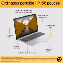 HP 15-fc0161nf AMD Ryzen 5 7430U PC portable 15.6" Full HD 32Go RAM 512Go SSD Wi-Fi 6 Win11 Argent - Vue supplémentaire 7