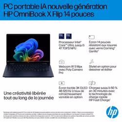 HP OmniBook X Flip Next Gen AI 14-fm0007nf Copilot+ PC Intel Core Ultra 7 258V Hybride (2-en-1) 14" PC portable Écran tactile 2K 32Go RAM 1To SSD Wi-Fi 7 Win11 Bleu - Vue supplémentaire 4