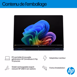HP OmniBook X Flip Next Gen AI 14-fm0007nf Copilot+ PC Intel Core Ultra 7 258V Hybride (2-en-1) 14" PC portable Écran tactile 2K 32Go RAM 1To SSD Wi-Fi 7 Win11 Bleu - Vue supplémentaire 6