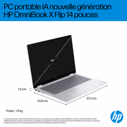 HP OmniBook X Flip 2-in-1 Laptop Next Gen AI 14-fm0009nf Intel Core Ultra 5 226V 14" PC portable Écran tactile 2K 16Go RAM Wi-Fi 6E - Vue supplémentaire 6