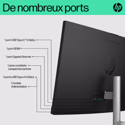 HP All-in-One 24-cr0090nf PC AMD Ryzen™ 5 7520U 60,5 cm (23.8") 1920 x 1080 pixels 16 Go LPDDR5-SDRAM 512 Go SSD Windows 11 Home Wi-Fi 6 (802.11ax) Blanc - Vue supplémentaire 4
