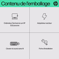 HP All-in-One 24-cr0090nf PC AMD Ryzen™ 5 7520U 60,5 cm (23.8") 1920 x 1080 pixels 16 Go LPDDR5-SDRAM 512 Go SSD Windows 11 Home Wi-Fi 6 (802.11ax) Blanc - Vue supplémentaire 5