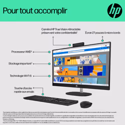HP All-in-One 27-cr0075nf PC AMD Ryzen™ 5 7520U 68,6 cm (27") 1920 x 1080 pixels 16 Go LPDDR5-SDRAM 512 Go SSD Windows 11 Home Wi-Fi 6 (802.11ax) Blanc - Vue supplémentaire 8