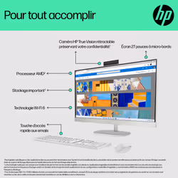 HP All-in-One 27-cr0074nf PC AMD Ryzen™ 7 7730U 68,6 cm (27") 1920 x 1080 pixels 16 Go DDR4-SDRAM 512 Go SSD Windows 11 Home Wi-Fi 6 (802.11ax) Blanc - Vue supplémentaire 5