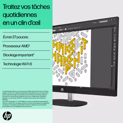 HP All-in-One 27-cr0074nf PC AMD Ryzen™ 7 7730U 68,6 cm (27") 1920 x 1080 pixels 16 Go DDR4-SDRAM 512 Go SSD Windows 11 Home Wi-Fi 6 (802.11ax) Blanc - Vue supplémentaire 7