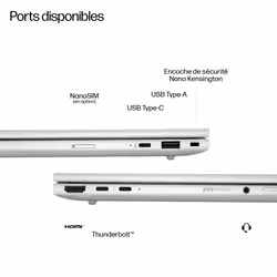 HP EliteBook 8 G1i Next Gen AI PC Wolf Pro Security Edition Copilot+ PC Intel Core Ultra 7 256V PC portable 16" WUXGA 16Go RAM 512Go SSD Wi-Fi 7 Win11 Argent - Vue supplémentaire 8