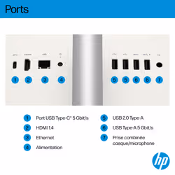 HP All-in-One Desktop Next Gen AI 27-ct2005nf PC Copilot+ PC AMD Ryzen AI 5 68,6 cm (27") 1920 x 1080 pixels 16 Go DDR5-SDRAM Windows 11 Home Wi-Fi 6 (802.11ax) Blanc - Vue supplémentaire 3