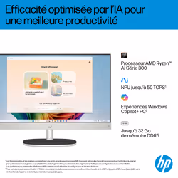 HP All-in-One Desktop Next Gen AI 27-ct2005nf PC Copilot+ PC AMD Ryzen AI 5 68,6 cm (27") 1920 x 1080 pixels 16 Go DDR5-SDRAM Windows 11 Home Wi-Fi 6 (802.11ax) Blanc - Vue supplémentaire 5