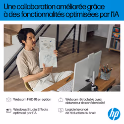 HP All-in-One Desktop Next Gen AI 27-ct2005nf PC Copilot+ PC AMD Ryzen AI 5 68,6 cm (27") 1920 x 1080 pixels 16 Go DDR5-SDRAM Windows 11 Home Wi-Fi 6 (802.11ax) Blanc - Vue supplémentaire 7