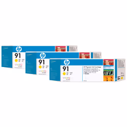 HP 91 3-pack 775-ml Yellow DesignJet Pigment Ink Cartridges, Encre à pigments, 775 ml, 1 pièce(s), Multi pack