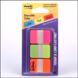 3M 686-PGO intercalaire de classement Onglet avec index vierge Vert, Orange, Rose