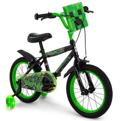 Vélo Enfant - HUFFY - Minecraft 16 - Stabilisateurs lumineux - Freins avant et arrière - Plaque Creeper