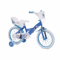 Vélo Enfant - Disney - Frozen 16 - Bleu Glacé - Roues dEntraînement - Frein à Rétropédalage