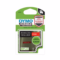 DYMO D1 - Durable Étiquettes - Blanc sur rouge - 12mm x 7m