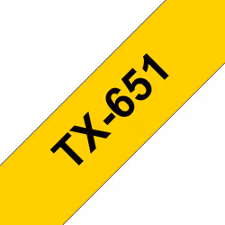 Brother TX-651, Noir sur jaune, TX, Noir, Brother, PT-7000, PT-8000, PT-PC, 2,4 cm