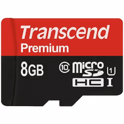 Transcend 8GB microSDHC Class 10 UHS-I, 8 Go, MicroSDHC, Classe 10, MLC, 90 Mo/s, Class 1 (U1)
