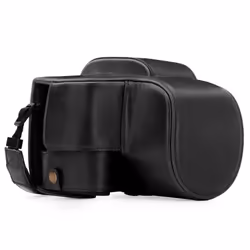 MegaGear Panasonic Lumix DC-FZ80, FZ82 Ever Ready Leder Kamera-Case mit Trageriemen und Batteriezugang schwarz MG1223, Housse ...