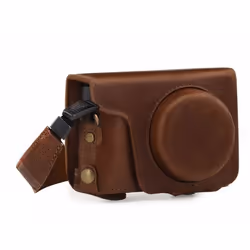 MegaGear MG1436, Housse, Panasonic, Panasonic Lumix DC-ZS200, Sangle épaule, Marron