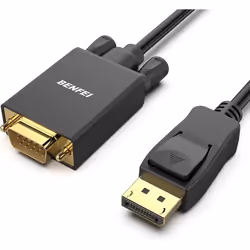 Câble DisplayPort vers VGA BENFEI adaptateur mâle vers mâle plaqué or pour Lenovo Dell HP Asus et autres marques 18 m