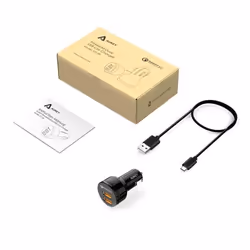 AUKEY CC-T8 chargeur d'appareils mobiles Ordinateur portable, Chargeur électrique, Smartphone, Smartwatch, Tablette Noir Allume-cigare, CC Charge rapide Auto