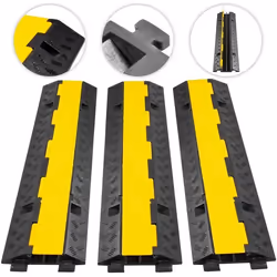 Rampe de protection de câble - VEVOR - Passage câbles à 2 canaux - PVC Caoutchouc charge 5T (Lot de 3)
