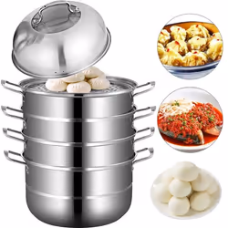30 cm Cuiseur Vapeur en Acier Inoxydable - VEVOR - Cuisson à la Vapeur Riz - 5 Niveaux