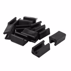 SOURCING MAP Pied de meubles Pied de chaise antidérapant en forme de rectangle en plastique 11mm Diamètre pied Noir 12Pcs