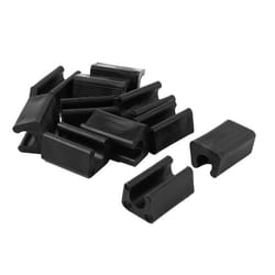 SOURCING MAP Pied de meubles Pied de chaise antidérapant en forme de rectangle en plastique 11mm Diamètre pied Noir 12Pcs