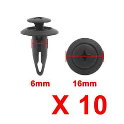 RIVET sourcingmap® 6mm Dia trou Plastique pare-chocs Aile Type Poussez Clips Rivets 10pcs pour Ford