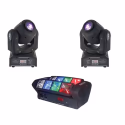 JEU DE LUMIERE PACK DE 2 LYRES LMH SPOT7 DMX + 1 LED8-MINI PA DJ SONO LED BAR CLUB DISCOTHEQUE
