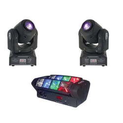 JEU DE LUMIERE PACK DE 2 LYRES LMH SPOT7 DMX + 1 LED8-MINI PA DJ SONO LED BAR CLUB DISCOTHEQUE