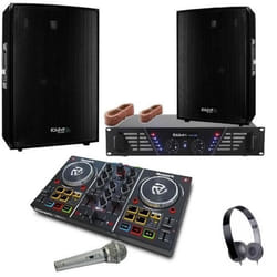 PACK SONO 1200W + CONTRÔLEUR PARTY MIX NUMARK + AMPLI 480W + ENCEINTES 1200W PA DJ SONO LIGHT LED CUBE1512