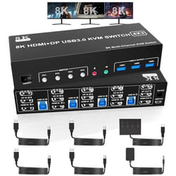 KVM SWITCH HDMI+2 Displayport TRIPLE MONITEUR Pour 4Computers