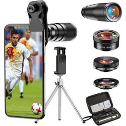 Kit dobjectifs pour smartphone - APEXEL - 4 en 1 - 22X Téléobjectif - 25X Macro - 120° Grand Angle