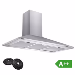 CIARRA Hotte Aspirante 90cm A++ 370 m³/h 3 Vitesses Evacuation & Recyclage avec 2pcs Filtre à charbon INOX